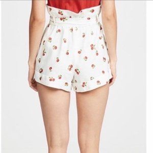 Cherry Print White Women's Shorts